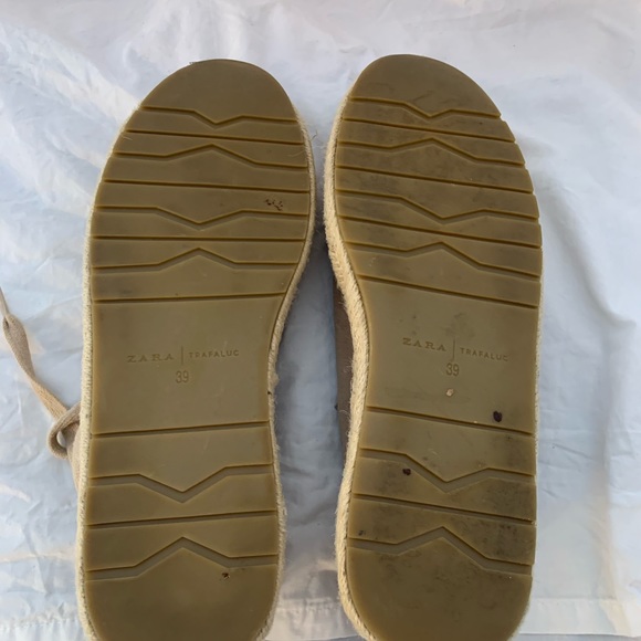 Zara Trafaluc espadrilles lace up flats EU39 suede upper - Picture 6 of 11